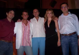 BUSCA. Mister Busca, Paolo Isaia, con Miss B 
usca, Manuela Fonti, gli assessori Ivo Vigna e Marco Gallo e  il presentatore Samuele Maurino